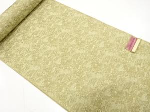 アンティーク　田舎風景模様織り出し　着尺反物